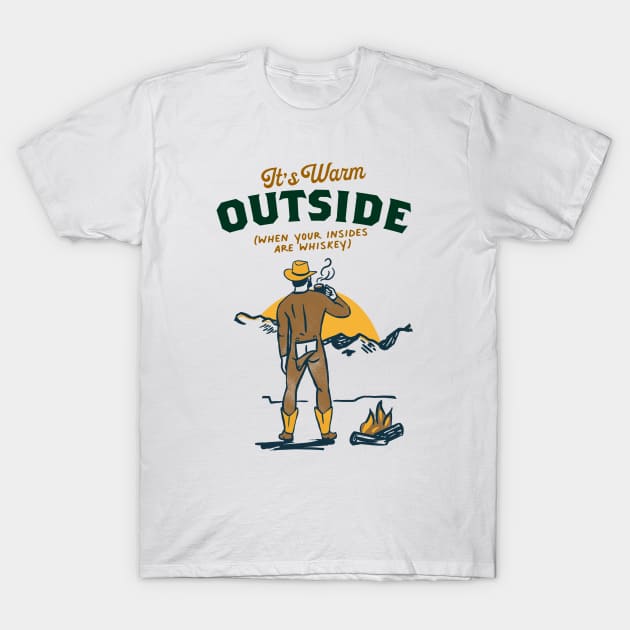 Funny Retro Yellowstone Cowboy Drinking Whiskey T-Shirt by The Whiskey Ginger